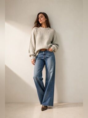 Madewell Rib Knit Sweater Heather Grey Size Medium